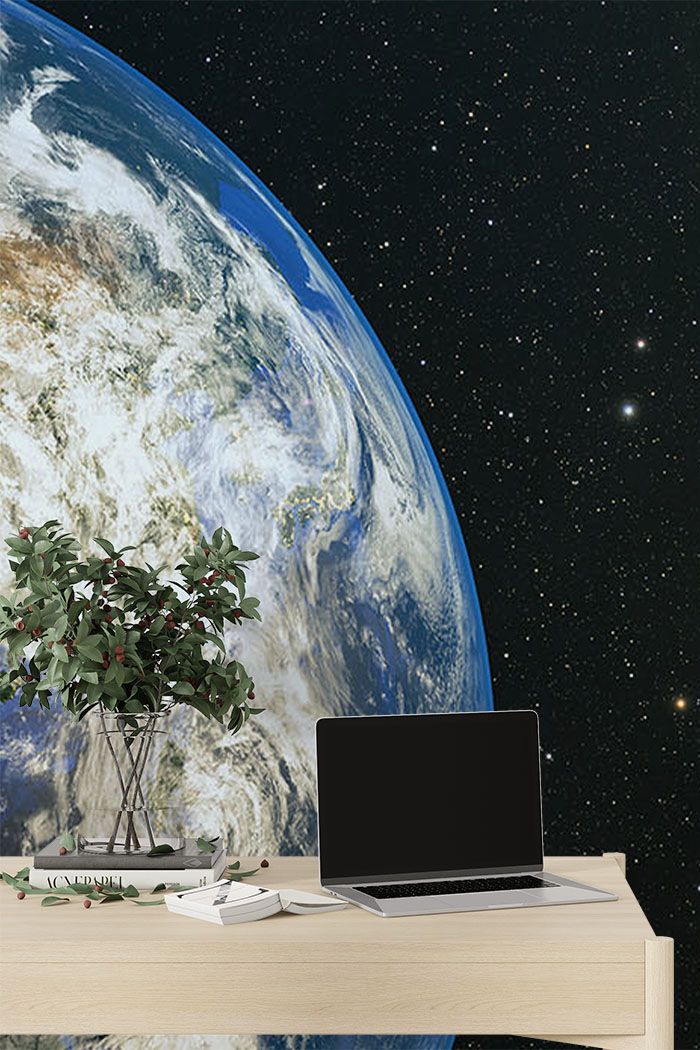 black-earth-Singular design large mural-with-side-table
