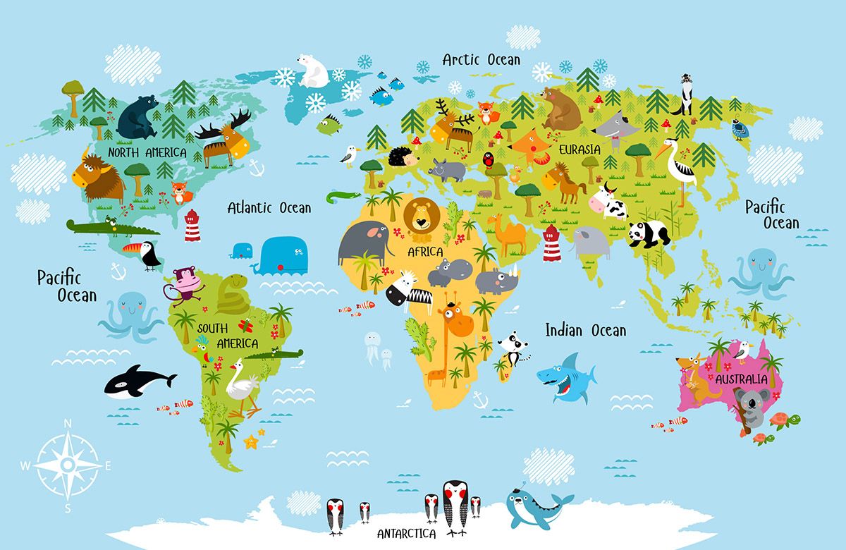 blue-maps-design-Singular design large mural-full-view
