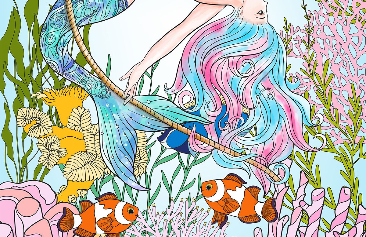 hand-drawn-mermaid-with-gold-fish-murals-only-image