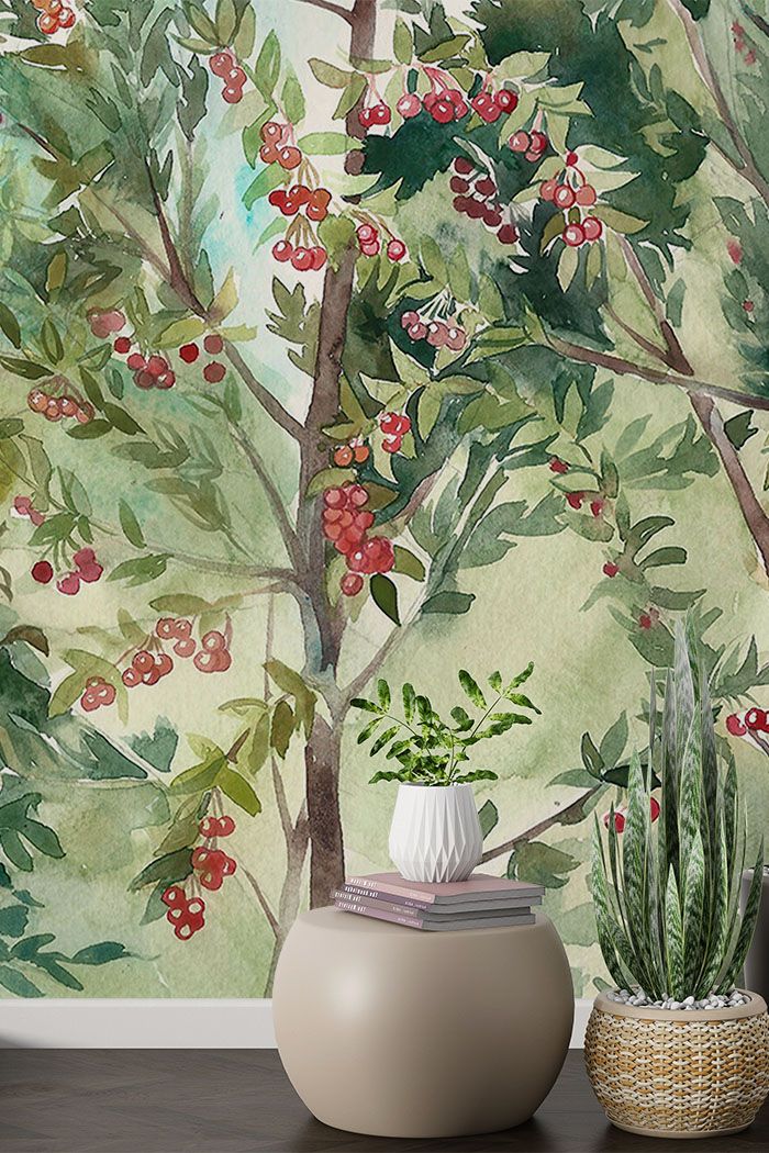 green-trees-Singular design large mural-with-side-table