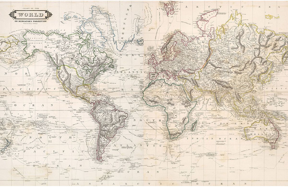 beige-world map-design-Singular design large mural-roll