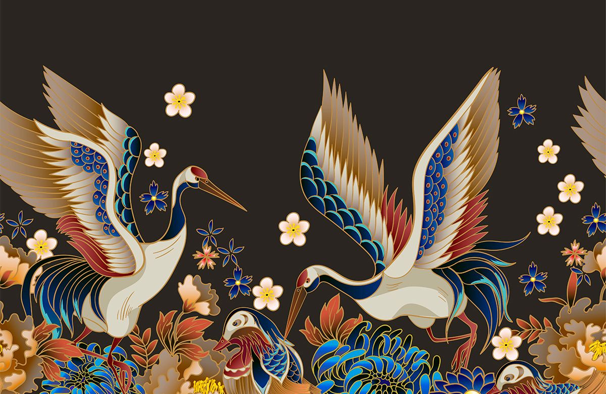 mandarin-ducks-flowers-and-cranes-murals-only-image