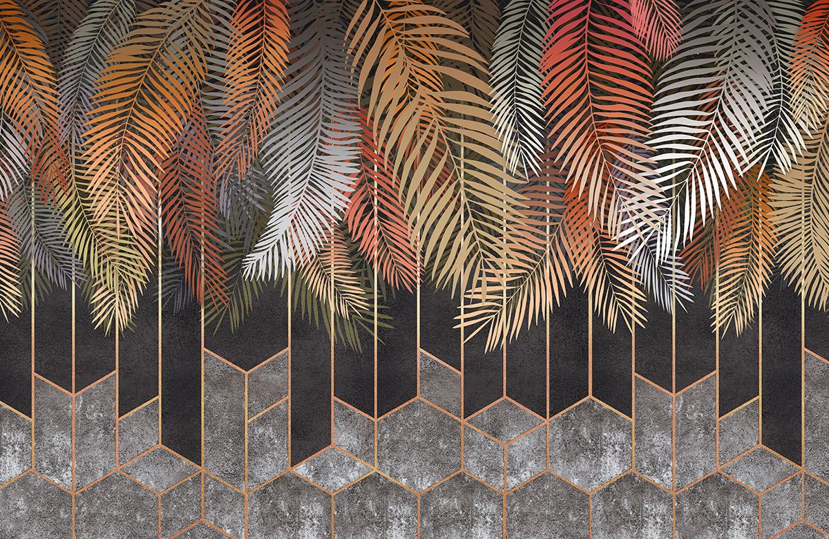 multicoloured-palm-leaves-with-geometric-design-murals-only-image