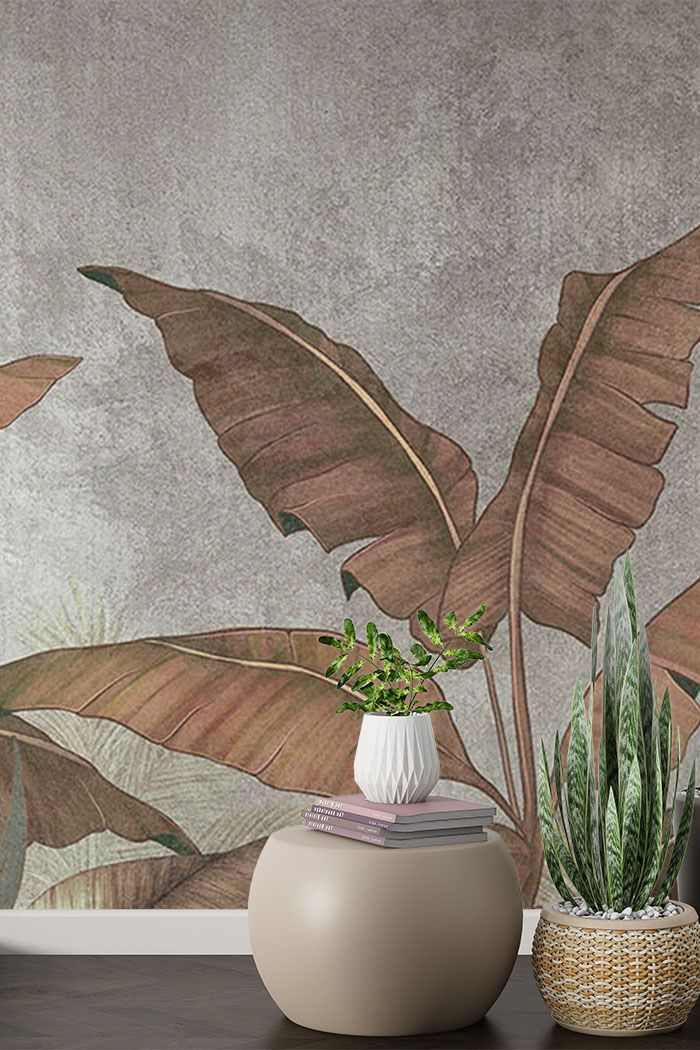 brown-nature-Singular design large mural-with-side-table