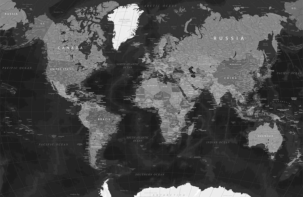 black-world map-design-Singular design large mural-roll