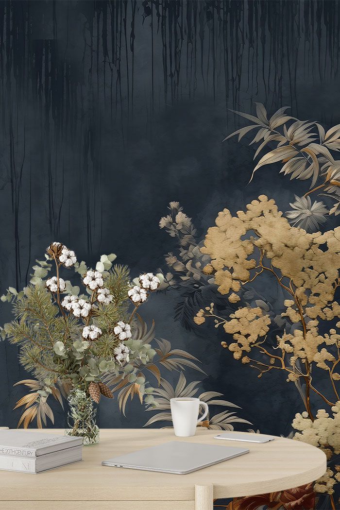 black-grunge-wall-with-garden-plants-tall-view