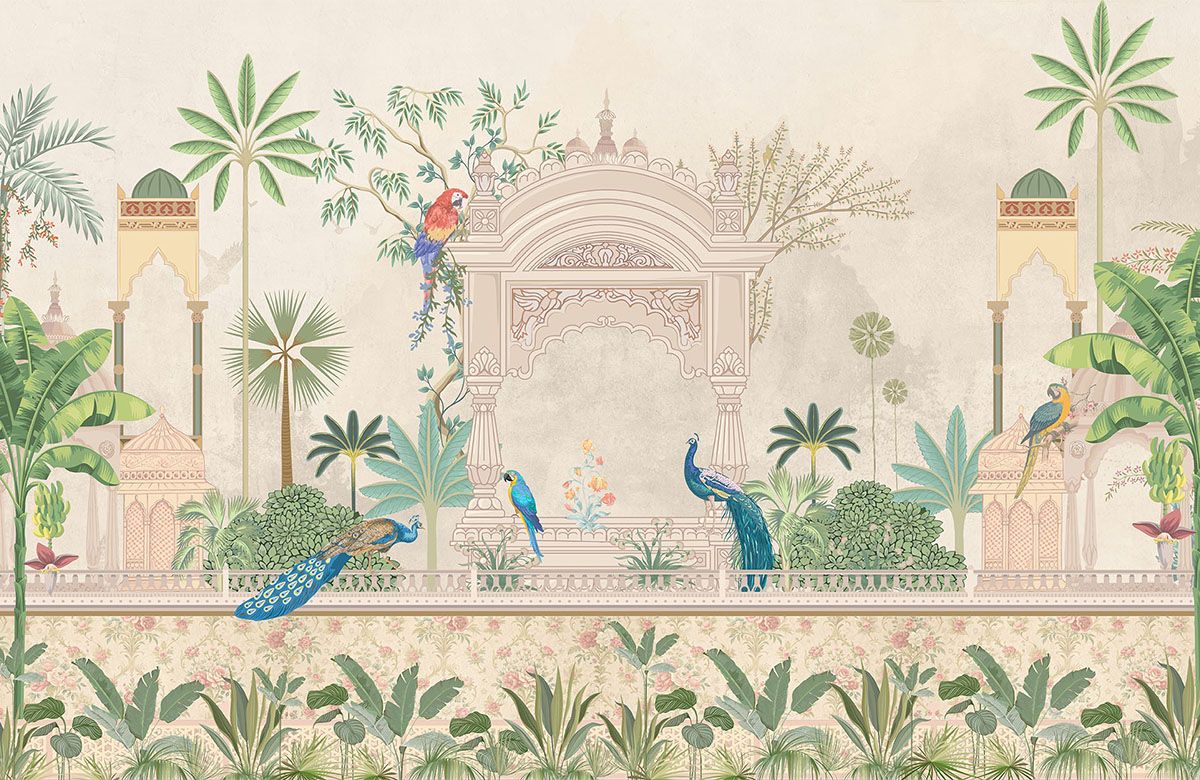 mughal-garden-birds-wallpaper-view