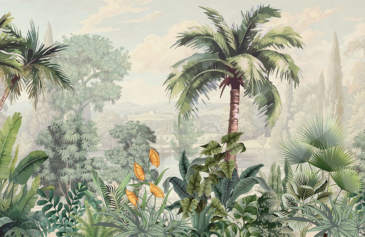 3d-tropical-trees-lake-scene-wallpaper-view