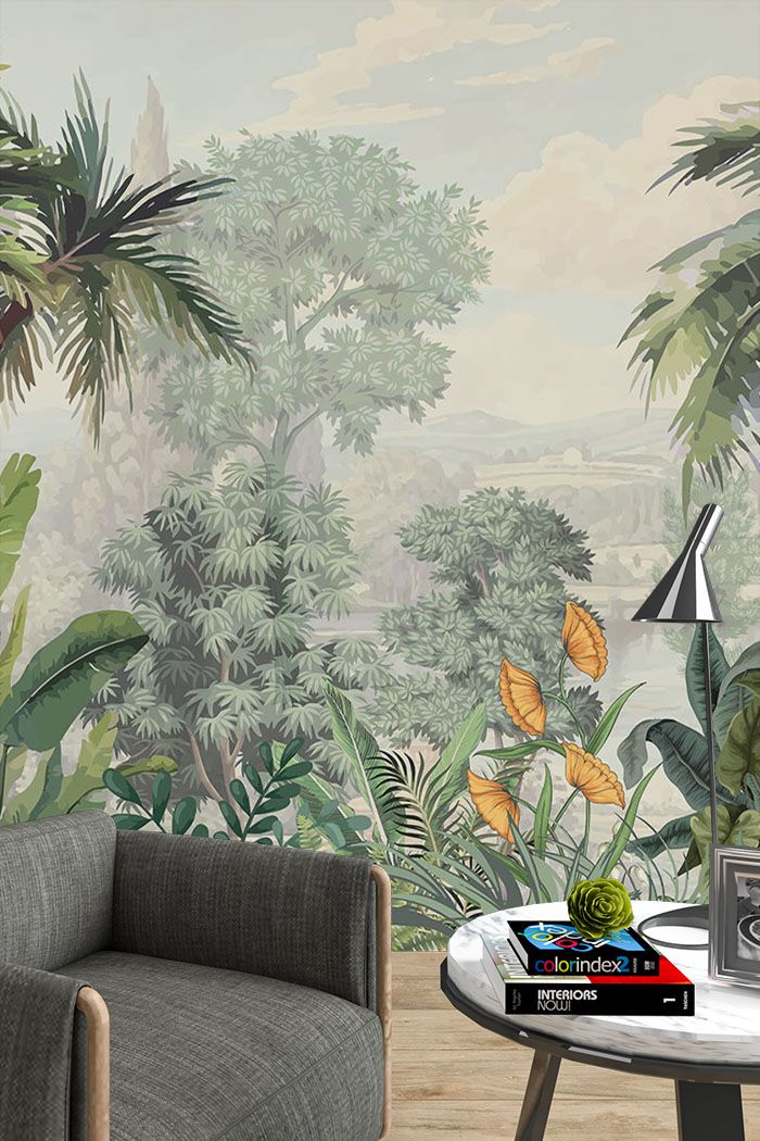 3d-tropical-trees-lake-scene-wallpaper-tall-view