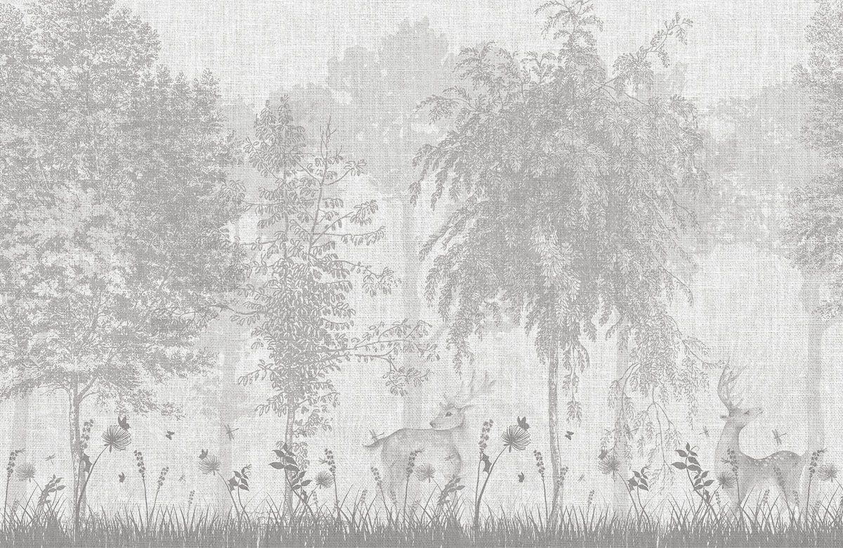cozy-forest-deer-monochrome-wallpaper-view