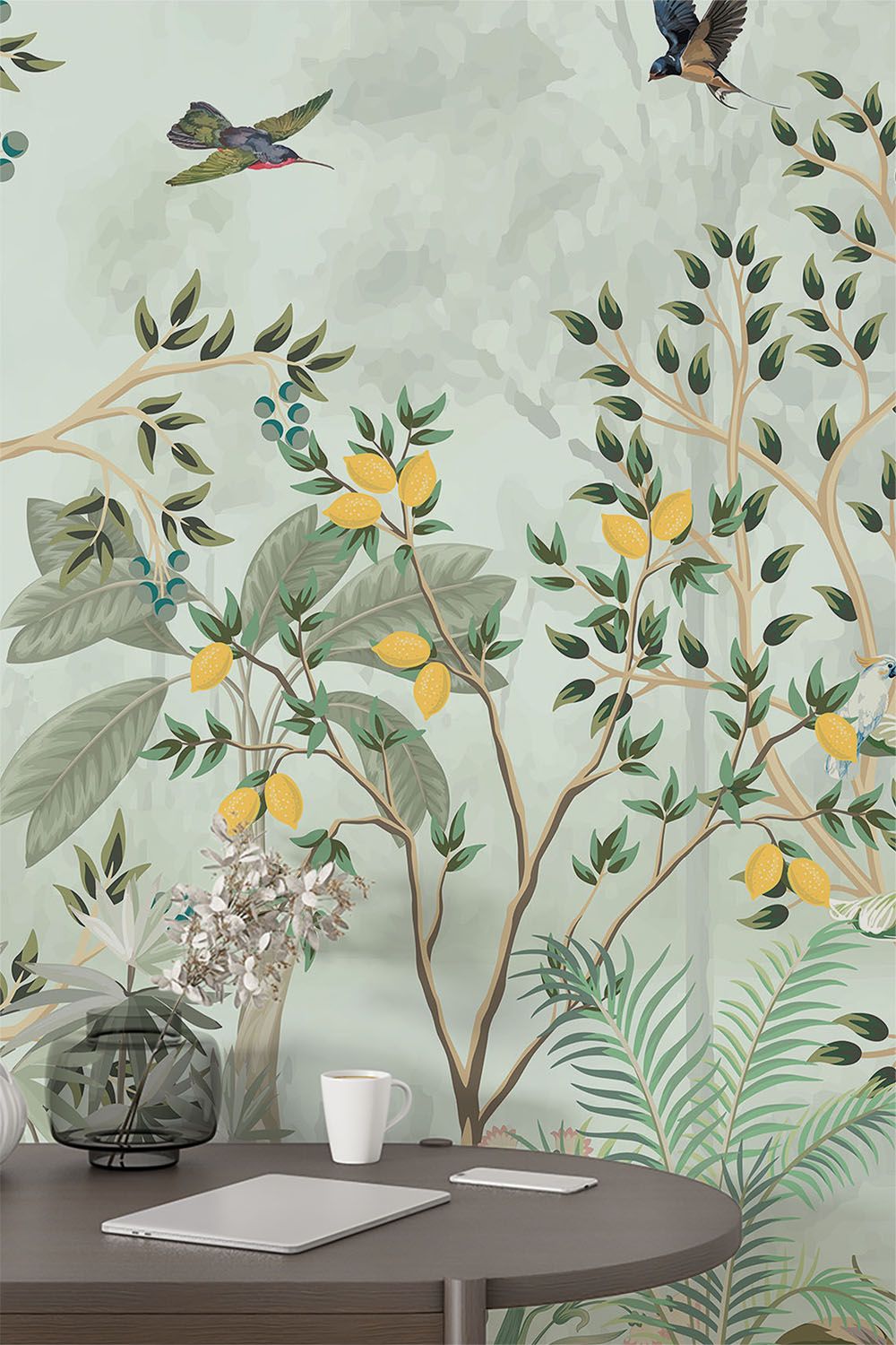 green-tropical-chinoiserie-plants-birds-wallpaper-long-view
