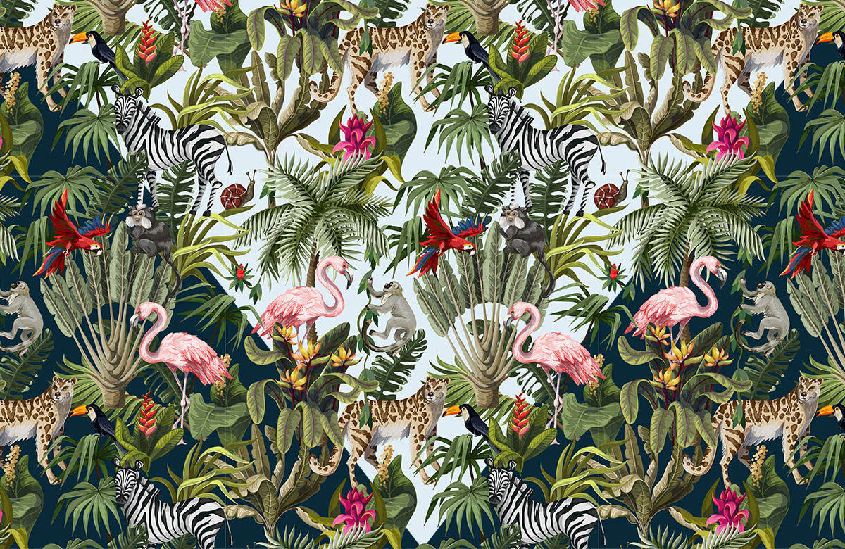 flamingos-with-animals-pattern
