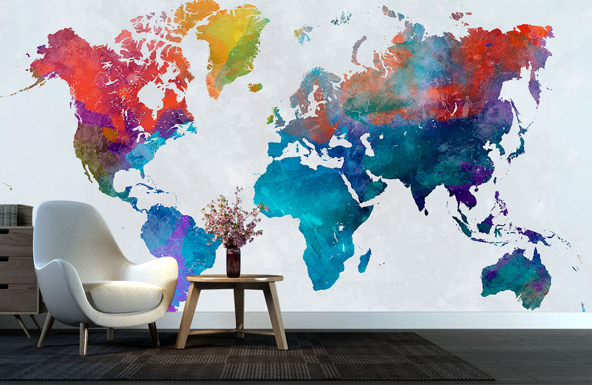 Watercolour-World-Map-Wallpaper