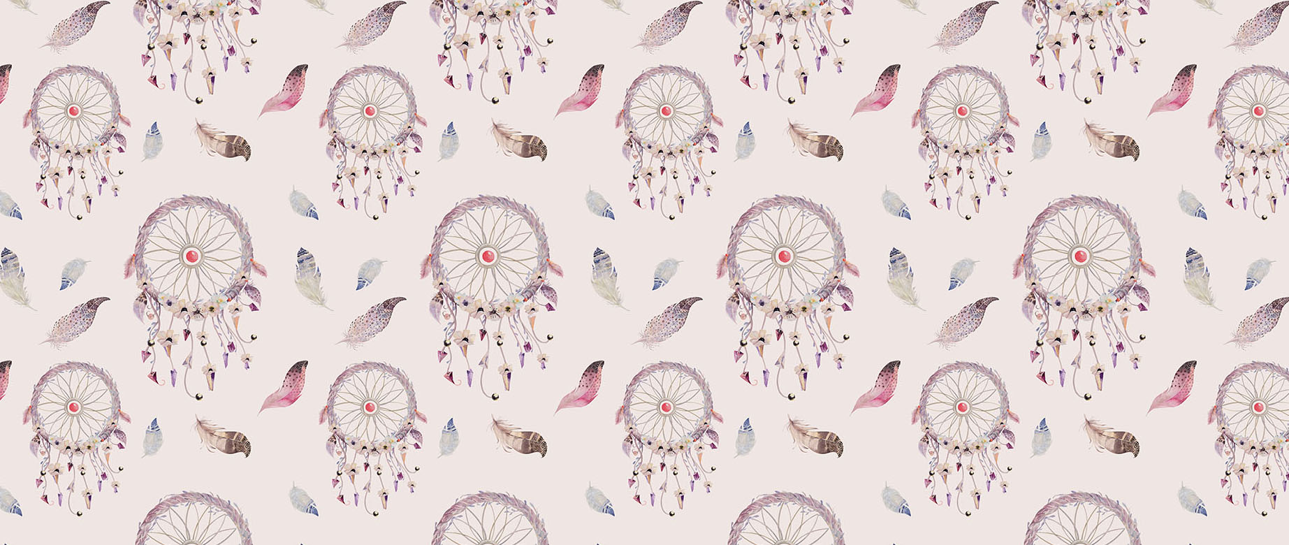 pink-dreamcatcher-with-feathers-wallpaper-seamless-repeat-view