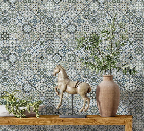 green-ethnic-design-Seamless design repeat pattern wallpaper-thumb