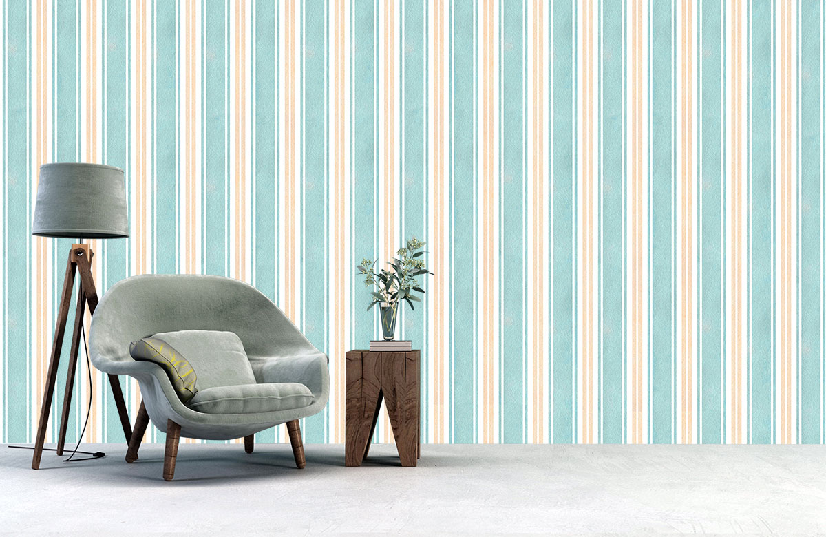 teal-stripes-design-Seamless design repeat pattern wallpaper-with-chair