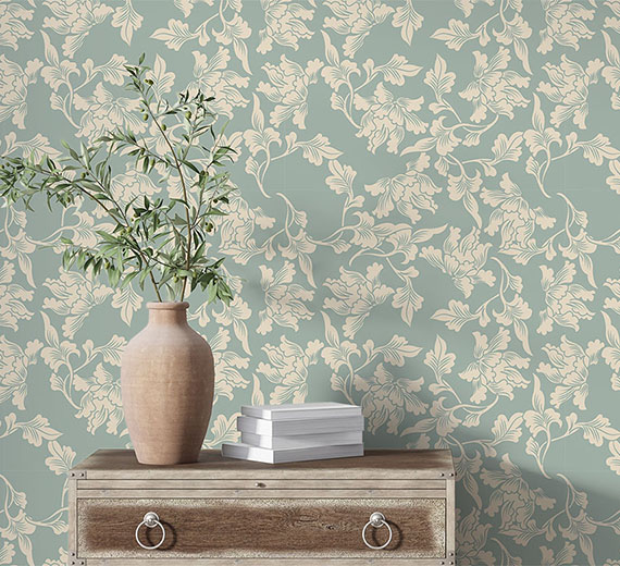 green -floral-design-Singular design large mural-thumb