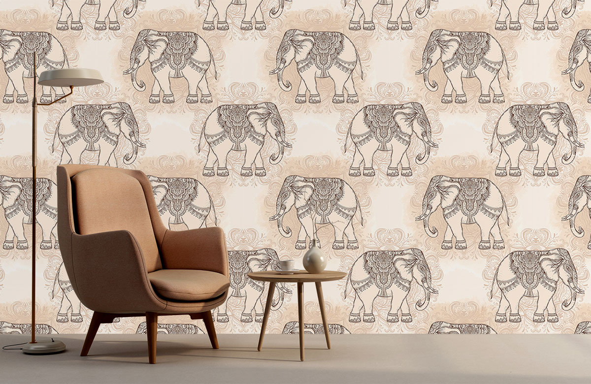 brown-royal-design-Seamless design repeat pattern wallpaper-with-chair
