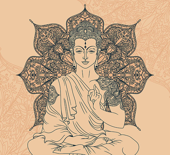 orange-buddha-design-Singular design large mural-thumb