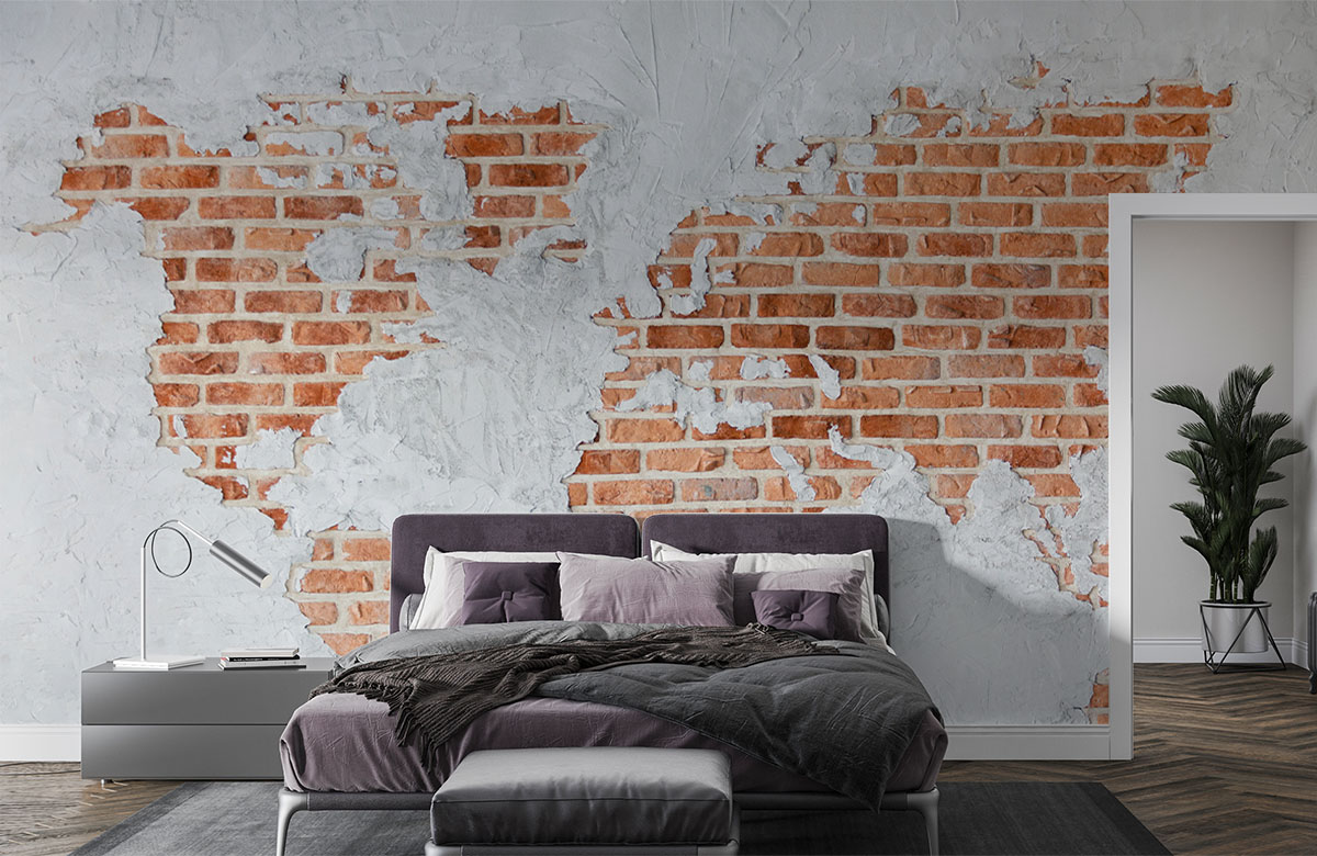 Brick-World-Map-Wallpaper
