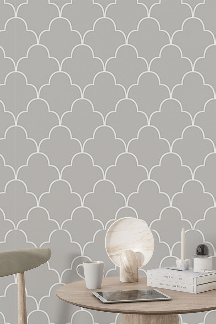 grey-stack-Seamless design repeat pattern wallpaper-with-side-table
