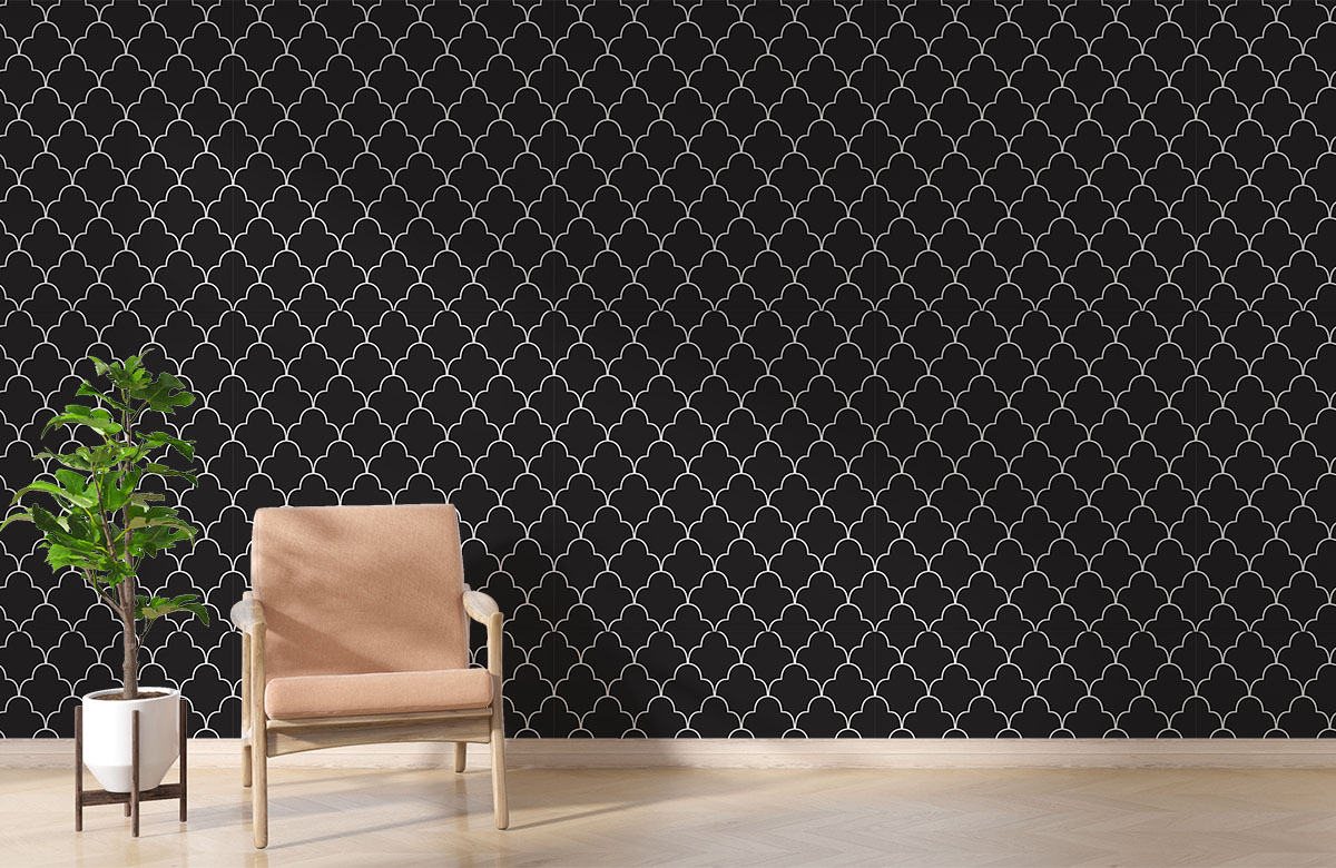 black-royal-design-Seamless design repeat pattern wallpaper-with-chair