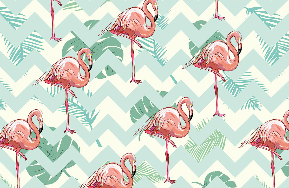 flamingos-on-modern-geometric-pattern-wallpapers-only-image
