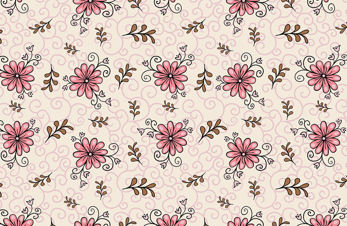 peach-floral-design-Singular design large mural-roll