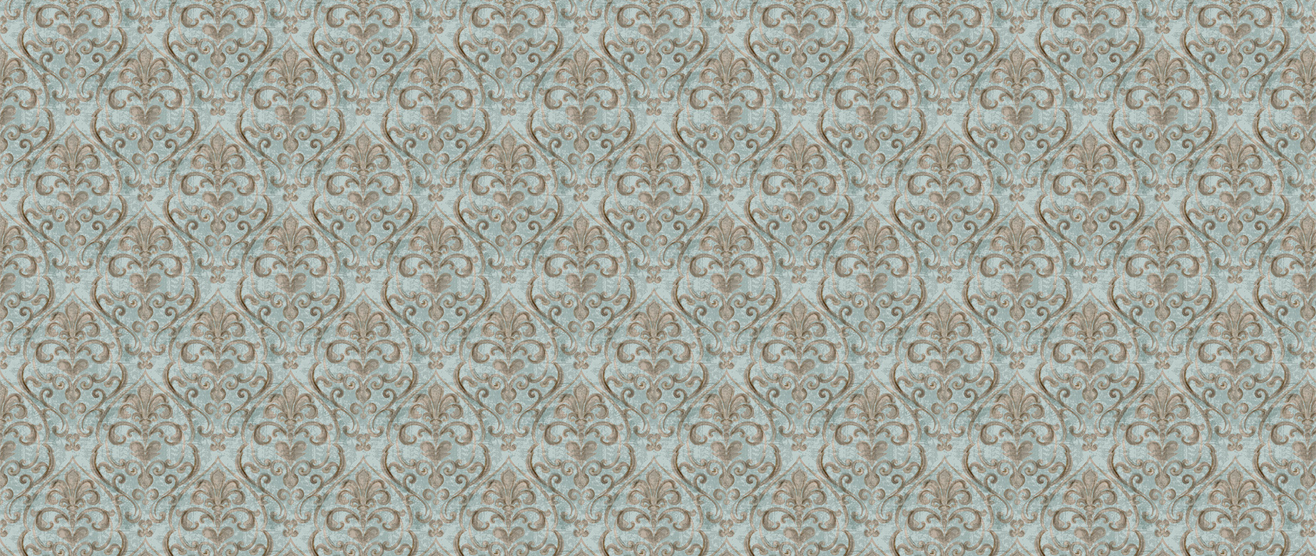 teal-damask-design-Singular design large mural-in-wide-room