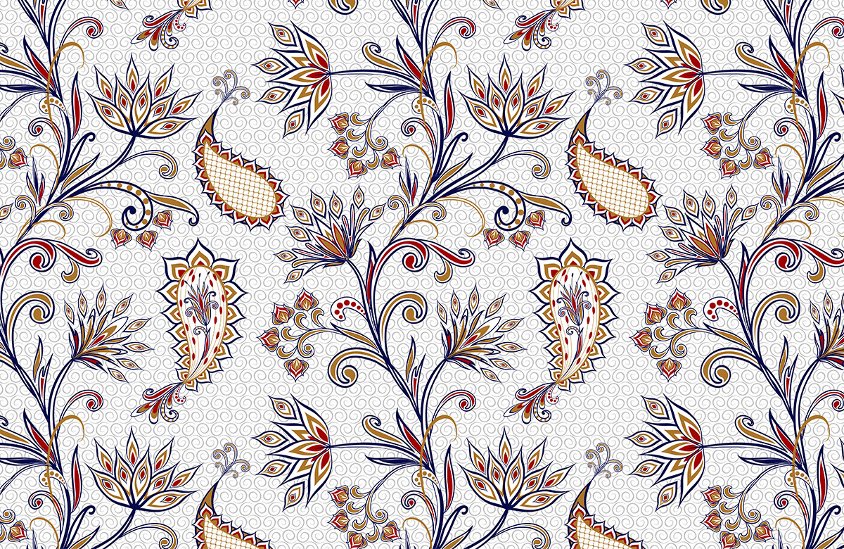 white-paisley-design-Singular design large mural-roll