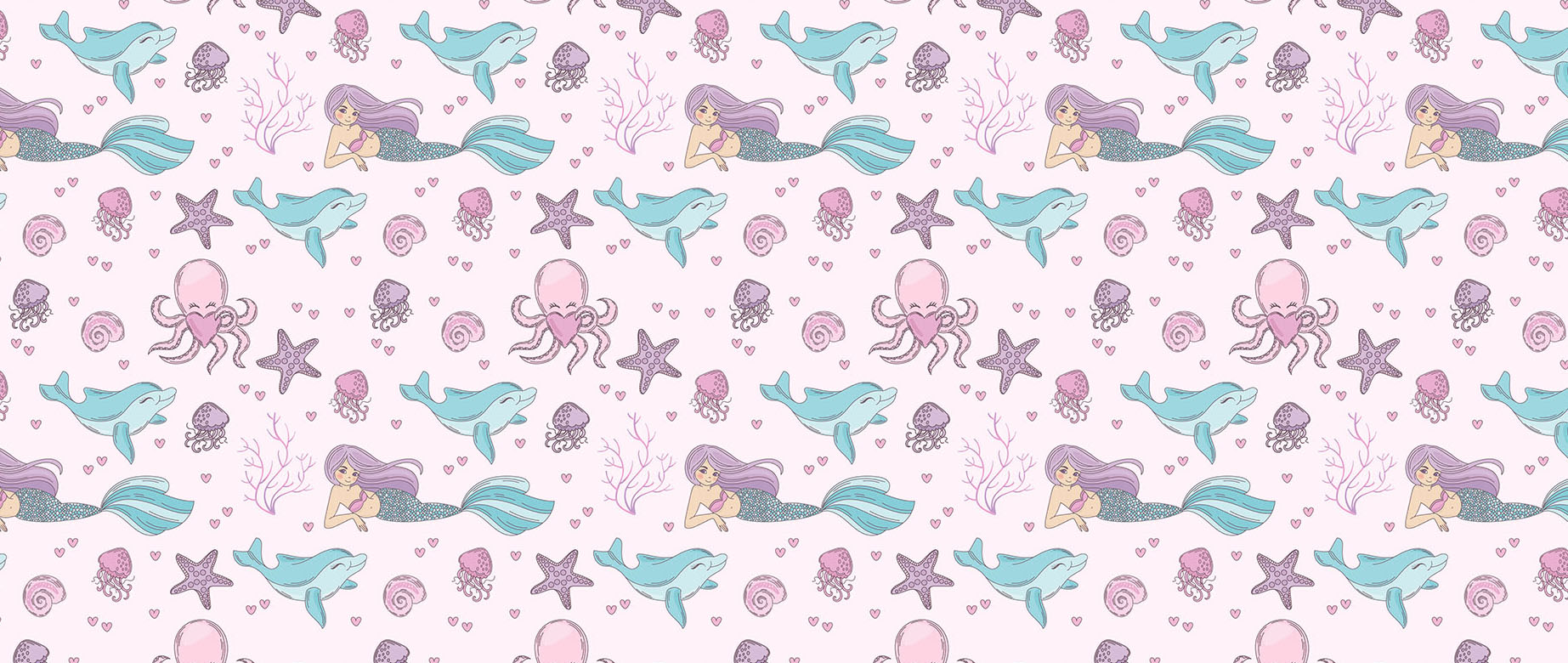 Mermaid-Underwater-In-Pink-wallpaper-seamless-repeat-view