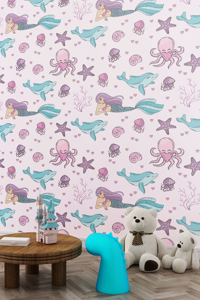 Mermaid-Underwater-In-Pink-wallpaper-long-image