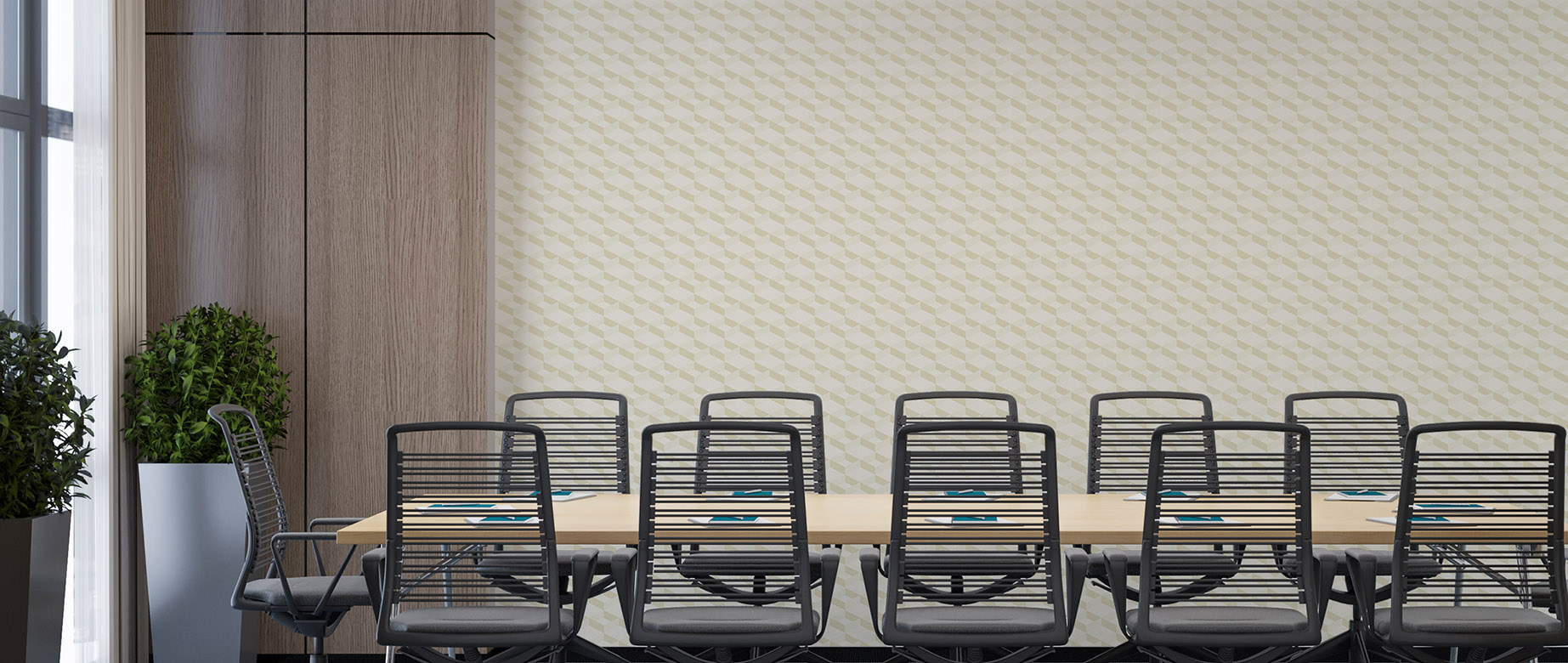 beige-geometric-design-Seamless design repeat pattern wallpaper-in-wide-room