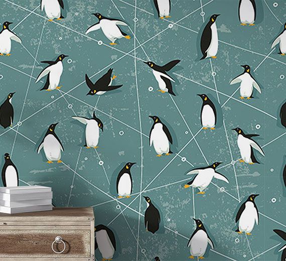 teal-animals-design-Seamless design repeat pattern wallpaper-thumb