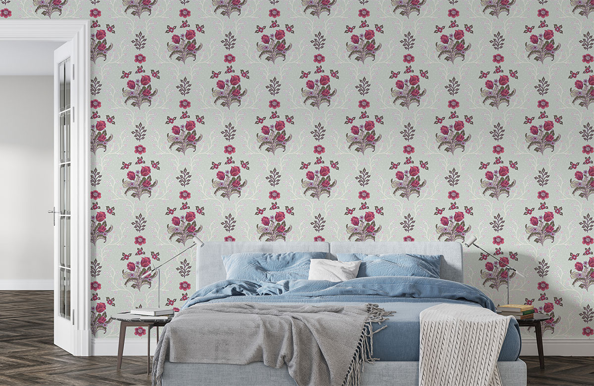 elegant-floral-and-paisley-pattern-wallpapers-in-front-of-bed