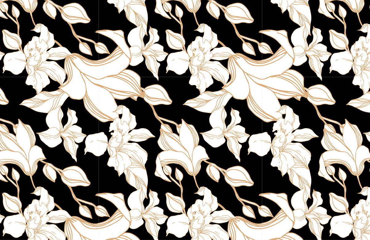 gold-floral-design-Singular design large mural-roll