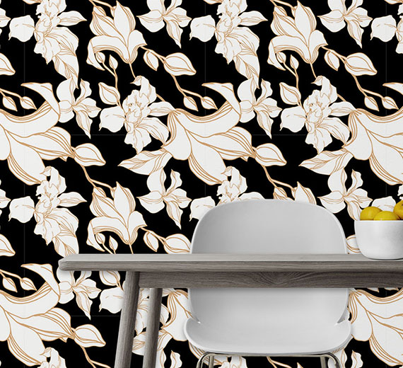 gold-floral-design-Singular design large mural-thumb