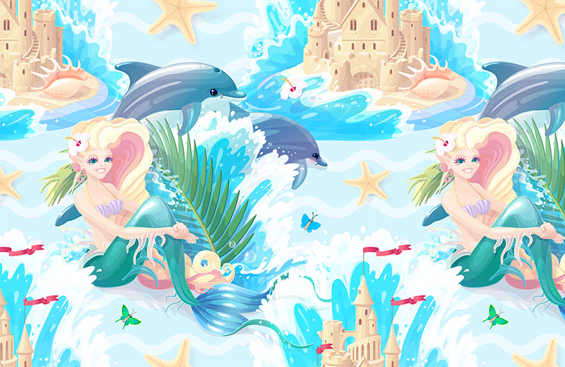 Mermaid-With-Dolphins-In-Castle-image-only