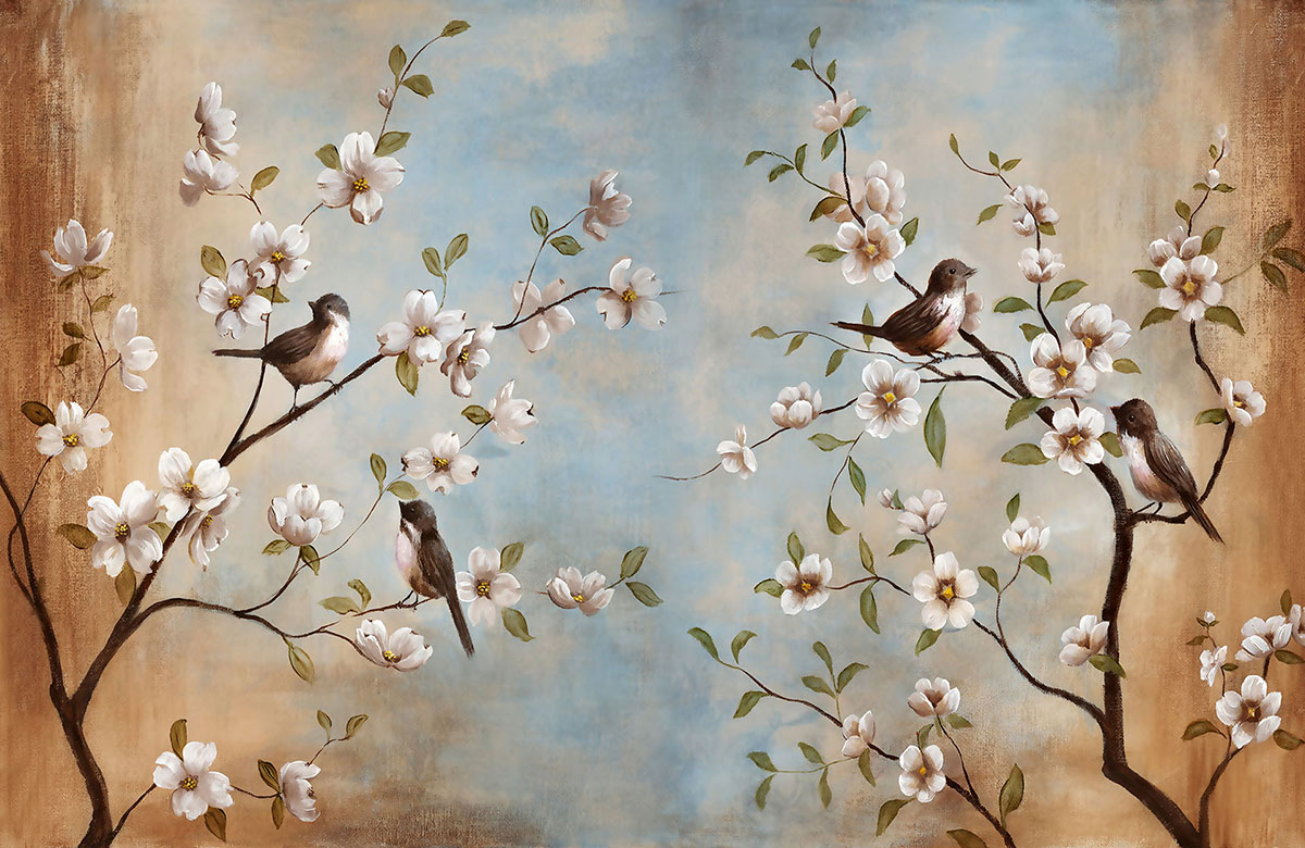 Brown-sparrow-design-Singular design large mural-roll