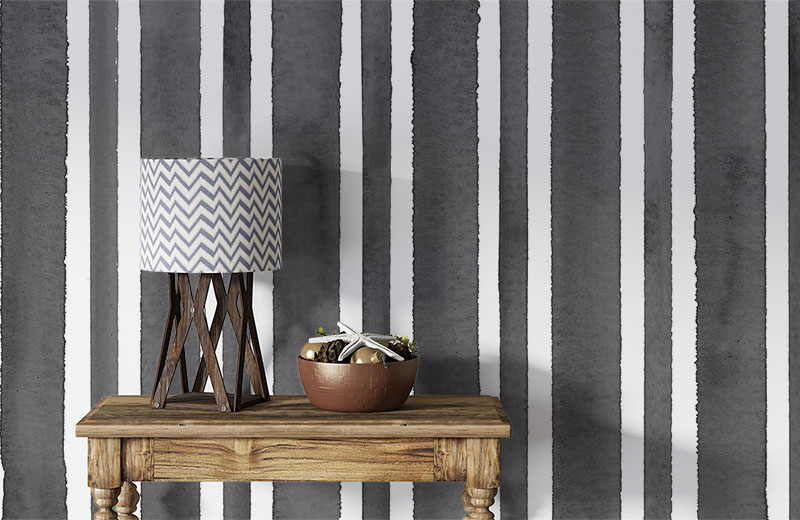 black-and-white-stripes-wallpaper-with-side-table