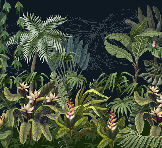dense-jungle-trees-flowers-in-dark-murals-thumb