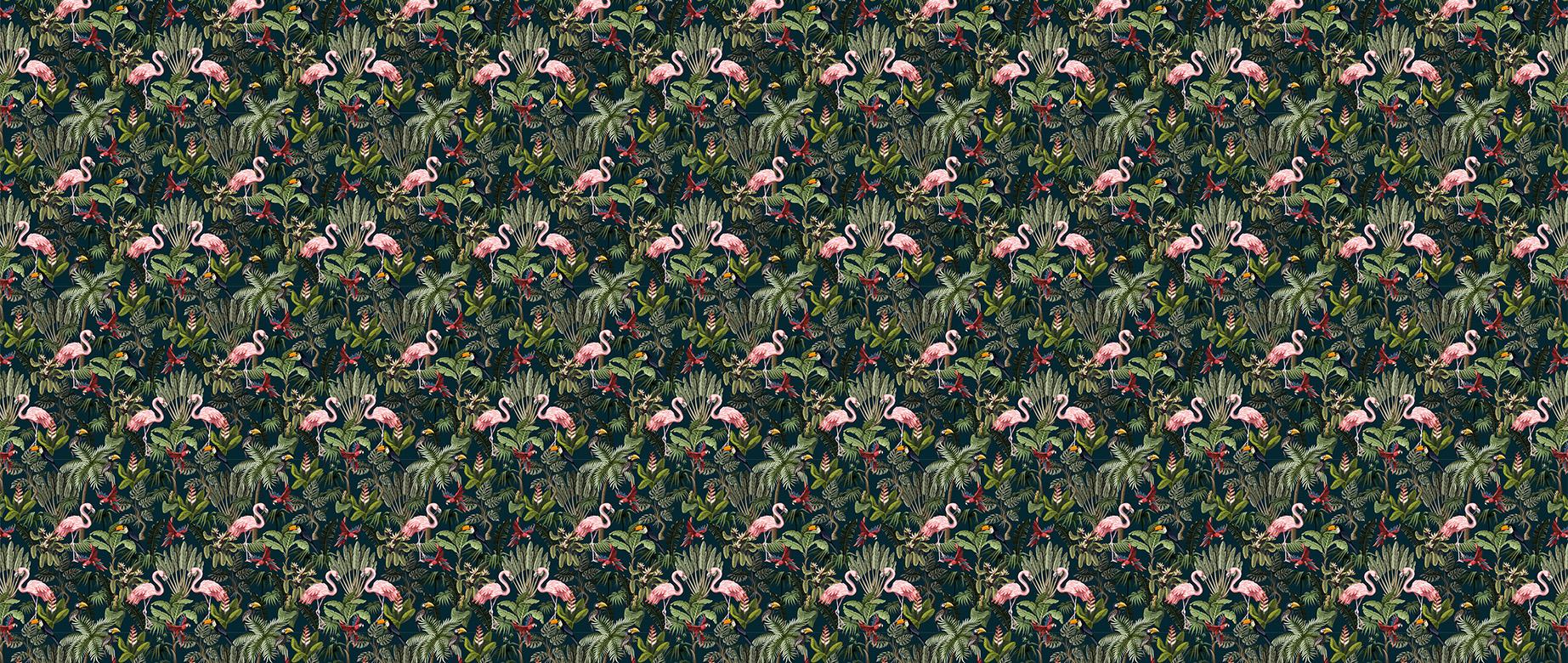 pink-chinoiserie-design-Singular design large mural-in-wide-room