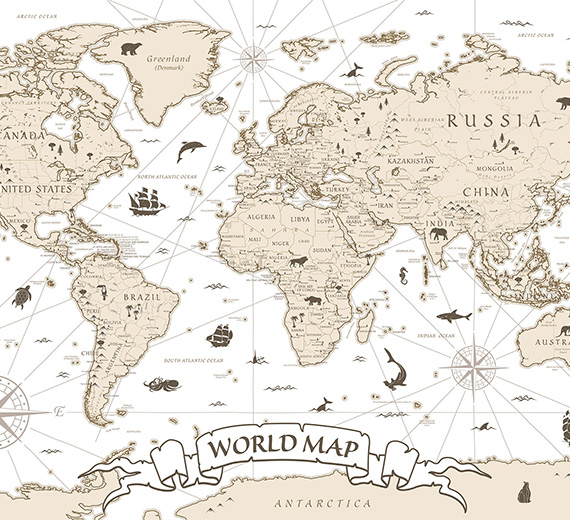 white-world map-design-Singular design large mural-thumb