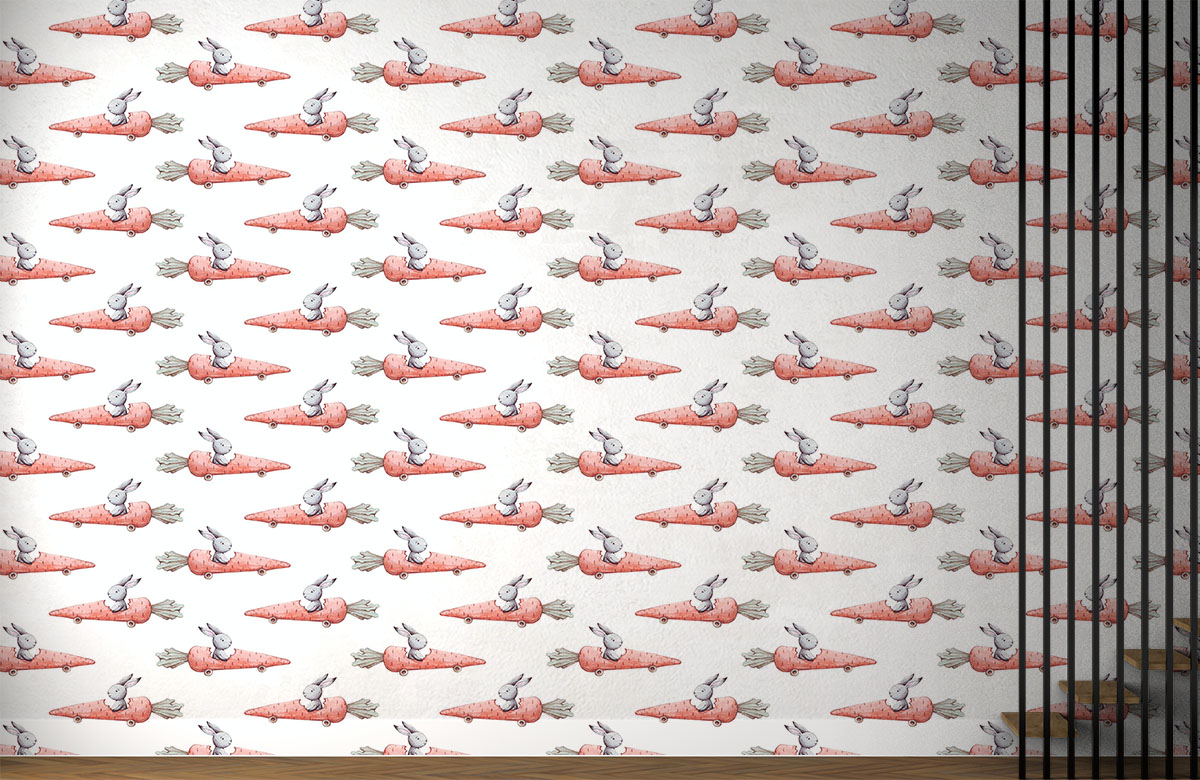 rabbit-riding-in-carrot-wallpaper-on-large-wall