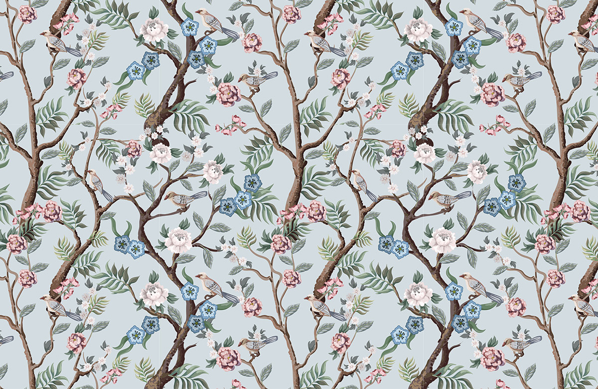 blue-chinoiserie-design-Singular design large mural-roll