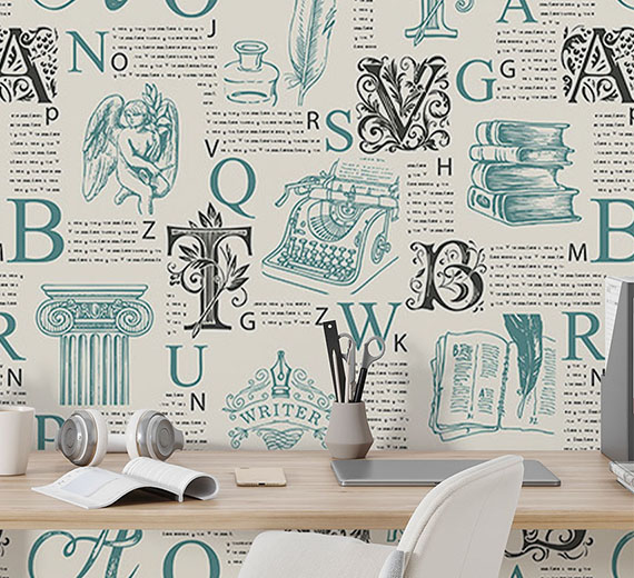 white-alphabet-design-Seamless design repeat pattern wallpaper-thumb