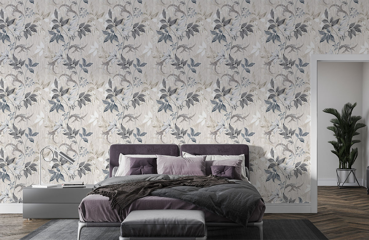 leaves-on-light-wooden-pattern-wallpapers-in-front-of-bed