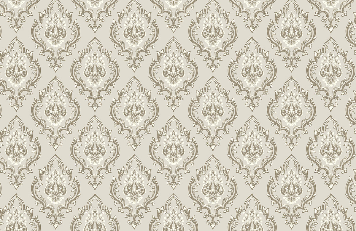 beige-damask-design-Singular design large mural-roll