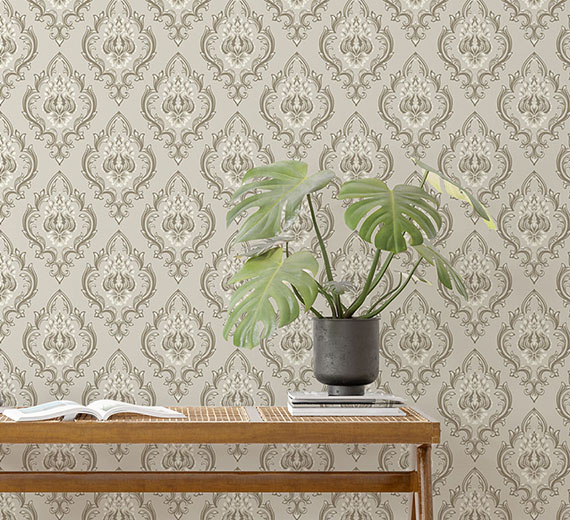 beige-damask-design-Singular design large mural-thumb