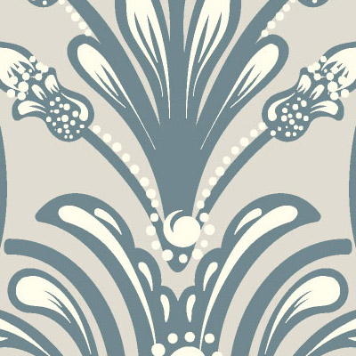 blue-damask-design-Singular design large mural-zoom-view